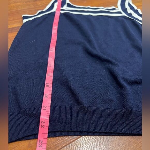 Ralph Lauren navy and white/cream silk tank top - Picture 3 of 6